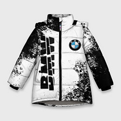 Куртка зимняя для девочки BMW БМВ РАЗРЕЗАННОЕ ЛОГО, цвет: 3D-светло-серый