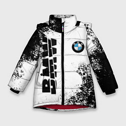 Куртка зимняя для девочки BMW БМВ РАЗРЕЗАННОЕ ЛОГО, цвет: 3D-красный
