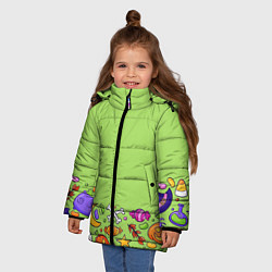 Куртка зимняя для девочки Halloween art, цвет: 3D-черный — фото 2
