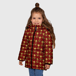 Куртка зимняя для девочки Ёлочные Звёзды, цвет: 3D-черный — фото 2