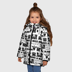 Куртка зимняя для девочки BON JOVI ЛОГОБОМБИНГ БОН ДЖОВИ ПАТТЕРН, цвет: 3D-черный — фото 2