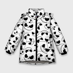 Куртка зимняя для девочки Джек Скеллингтон паттерн лицо, цвет: 3D-светло-серый