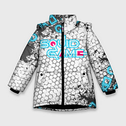 Куртка зимняя для девочки Игра в кальмара, цвет: 3D-черный