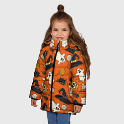 Куртка зимняя для девочки Хэллоуинские шалости, цвет: 3D-красный — фото 2