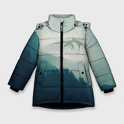 Куртка зимняя для девочки ДРАКОНЫ НАД ЛЕСОМ DRAGON, цвет: 3D-черный