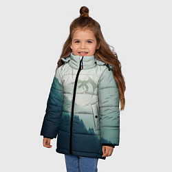Куртка зимняя для девочки ДРАКОНЫ НАД ЛЕСОМ DRAGON, цвет: 3D-красный — фото 2