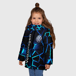 Куртка зимняя для девочки Фольксваген 3D плиты, цвет: 3D-светло-серый — фото 2
