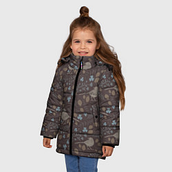 Куртка зимняя для девочки Осенняя абстракция, цвет: 3D-черный — фото 2