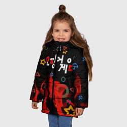 Куртка зимняя для девочки Игра в кальмара пламя, цвет: 3D-светло-серый — фото 2