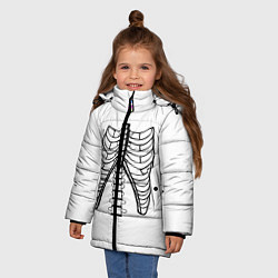 Куртка зимняя для девочки Ребра скелета, цвет: 3D-черный — фото 2