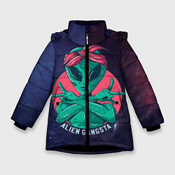 Куртка зимняя для девочки Инопланетянин Гангста, цвет: 3D-черный