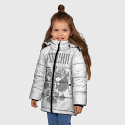 Куртка зимняя для девочки Герб России, цвет: 3D-черный — фото 2