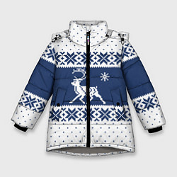 Куртка зимняя для девочки Северный Олень звезда, цвет: 3D-светло-серый