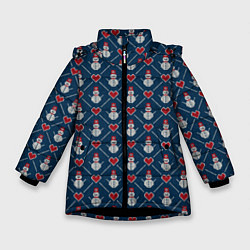 Зимняя куртка для девочки Снеговики с Сердечками