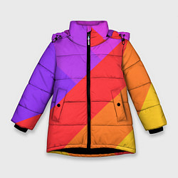 Куртка зимняя для девочки РАДУЖНАЯ ГЕОМЕТРИЯ RAINBOW GEOMETRY, цвет: 3D-черный