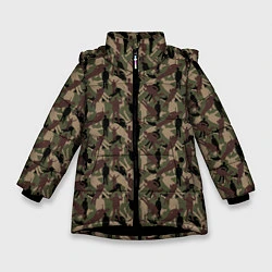 Куртка зимняя для девочки Бизнесмен камуфляж, цвет: 3D-черный