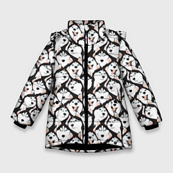 Куртка зимняя для девочки Сибирский Хаски Husky, цвет: 3D-черный