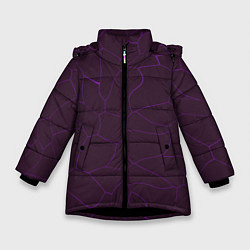 Куртка зимняя для девочки Вишневые разломы, цвет: 3D-черный