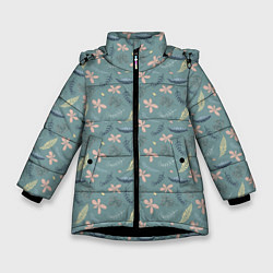 Куртка зимняя для девочки Цветочный принт Декоративный винтажный узор с цвет, цвет: 3D-черный