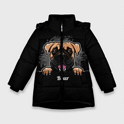 Куртка зимняя для девочки Боксёр Boxer, цвет: 3D-черный