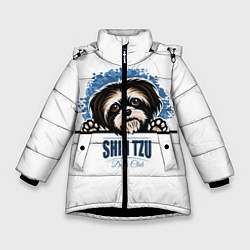 Куртка зимняя для девочки Ши-Тцу Shih-Tzu, цвет: 3D-черный