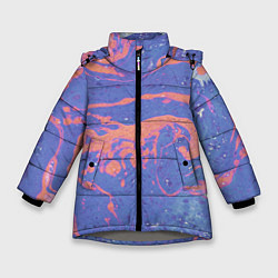 Куртка зимняя для девочки Текстура Fluid Art, цвет: 3D-светло-серый