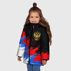 Куртка зимняя для девочки РОССИЯ, БРЫЗГИ КРАСОК, ТРИКОЛОР, цвет: 3D-светло-серый — фото 2