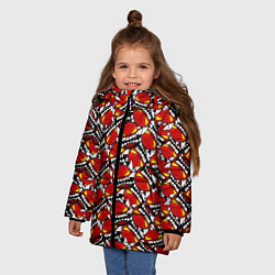 Куртка зимняя для девочки Geometry Dash: Demons Pattern, цвет: 3D-светло-серый — фото 2