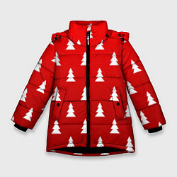 Куртка зимняя для девочки НОВОГОДНИЕ ЁЛКИ 2022, цвет: 3D-черный