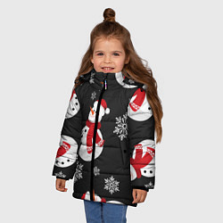 Куртка зимняя для девочки Снеговик!, цвет: 3D-черный — фото 2