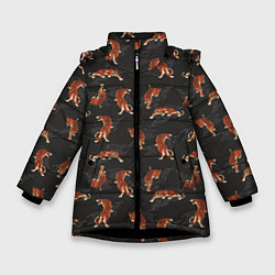 Зимняя куртка для девочки Тигр-хищник в облаках