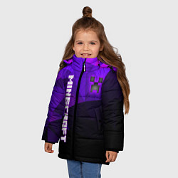 Куртка зимняя для девочки Крипер Бездный Майнкрафт, цвет: 3D-черный — фото 2