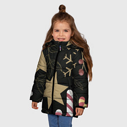 Куртка зимняя для девочки Новогоднее Настроение Звезды, цвет: 3D-красный — фото 2