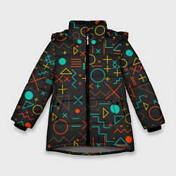 Куртка зимняя для девочки Геометрическая Абстракция Частицы, цвет: 3D-светло-серый