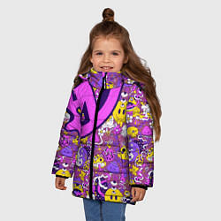 Куртка зимняя для девочки Психоделика Существа Знаки, цвет: 3D-черный — фото 2