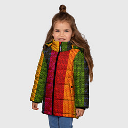 Куртка зимняя для девочки Вязаная радуга, цвет: 3D-светло-серый — фото 2