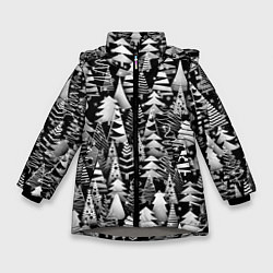 Зимняя куртка для девочки Лес абстрактных ёлок