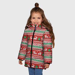 Куртка зимняя для девочки Deer Christmas Pattern, цвет: 3D-черный — фото 2