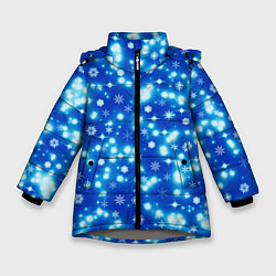 Куртка зимняя для девочки Сверкающие снежинки, цвет: 3D-светло-серый