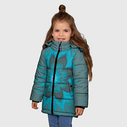Куртка зимняя для девочки Абстрактный цветок Бирюзово-серый, цвет: 3D-светло-серый — фото 2