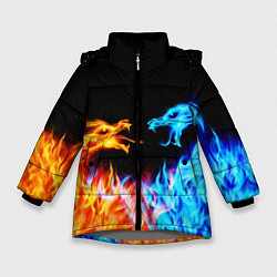 Куртка зимняя для девочки FIRE DRAGONS ОГНЕННЫЕ ДРАКОНЫ, цвет: 3D-светло-серый