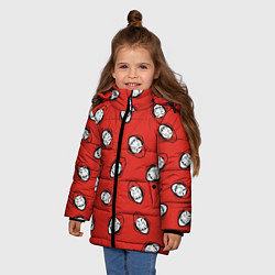 Куртка зимняя для девочки БУМАЖНЫЙ ДОМ , УЗОР ИЗ МАСОК ДАЛИ, цвет: 3D-красный — фото 2