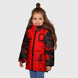 Куртка зимняя для девочки God of War Брызги крови, цвет: 3D-черный — фото 2