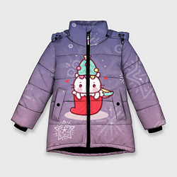 Куртка зимняя для девочки Happy New Year 2022 Сat 1, цвет: 3D-черный