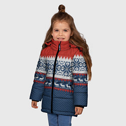 Куртка зимняя для девочки НОВОГОДНИЙ УЗОР С ОЛЕНЯМИ, цвет: 3D-светло-серый — фото 2
