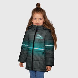 Куртка зимняя для девочки Jaguar blue neon theme, цвет: 3D-светло-серый — фото 2