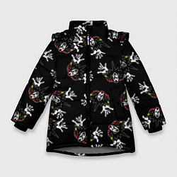 Куртка зимняя для девочки КОРОЛЬ И ШУТ ЛОГО ПАТТЕРН, цвет: 3D-светло-серый