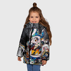 Куртка зимняя для девочки Стрит-арт Такаси Мураками, цвет: 3D-красный — фото 2