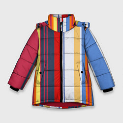 Куртка зимняя для девочки Stripes Abstract, цвет: 3D-красный