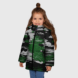 Куртка зимняя для девочки Green Paint Splash, цвет: 3D-черный — фото 2